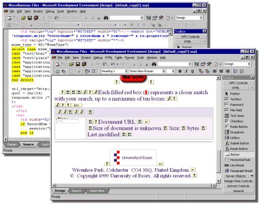 Visual InterDev supports editing of ASP documents in both HTML and page layout view