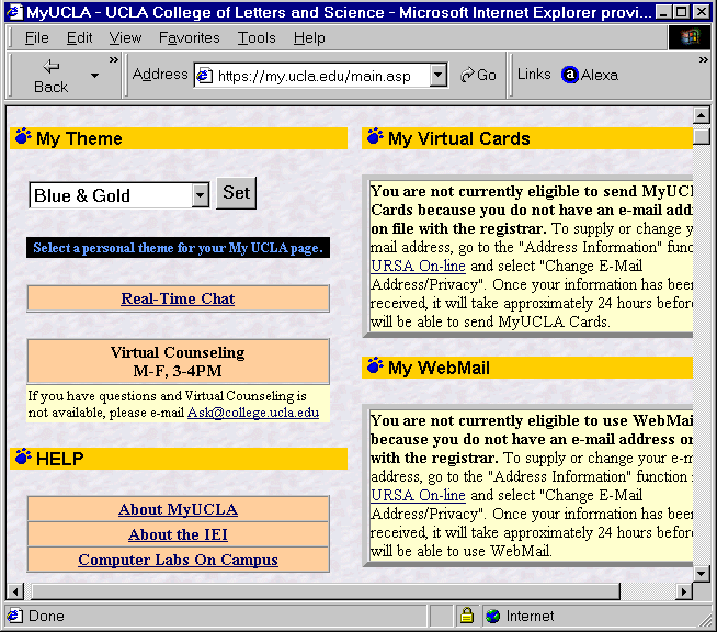 Figure 1: The UCLA Personalised Interface