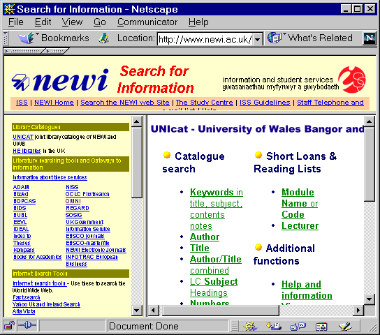 Figure 4: 'Search For Information' at NEWI