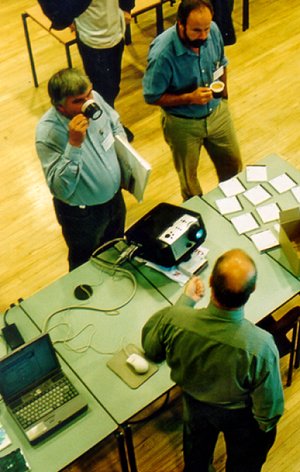 demonstrator at the exhibition