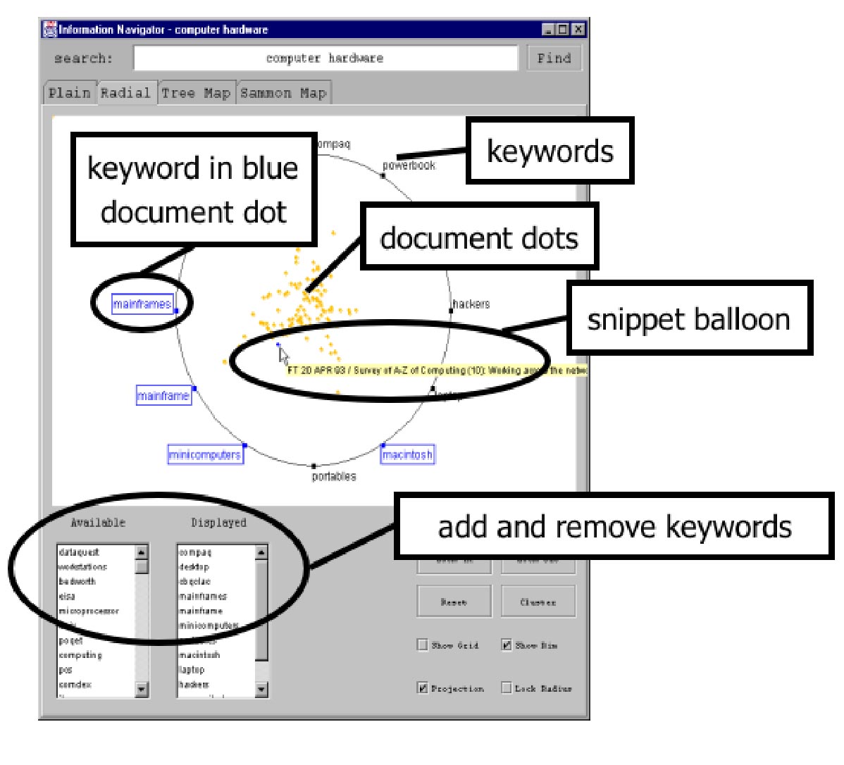 First image of a radial map visualizing search results