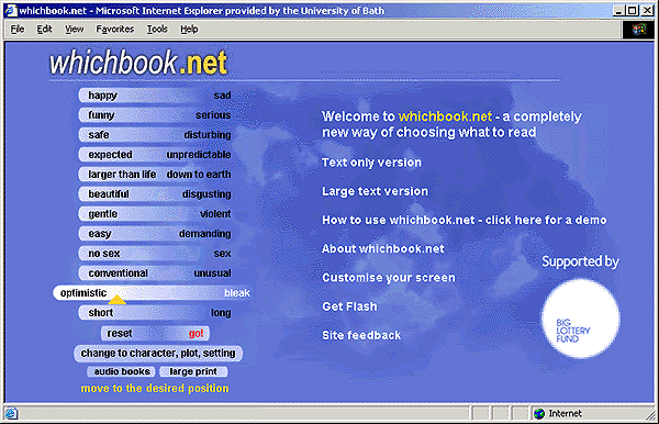 screenshot (86KB) : Figure 1: Choosing a book on the Whichbook.net Web site