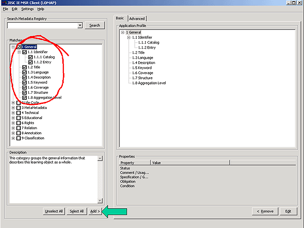 screenshot (38KB) Figure 6: Editing a LOM Application Profile with the IEMSR Data Creation Tool