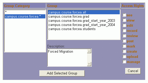 screenshot (13KB) : Figure 3: Access Control Management in Bodington