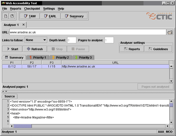 screenshot (51KB) : Figure 3: Summary of the analysis of a single page