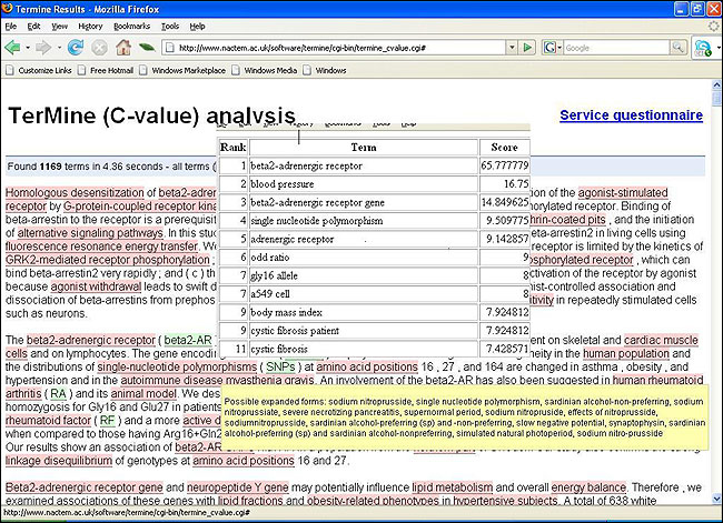 screenshot (249KB) : Figure 1: TerMine: A service for automatic term recognition