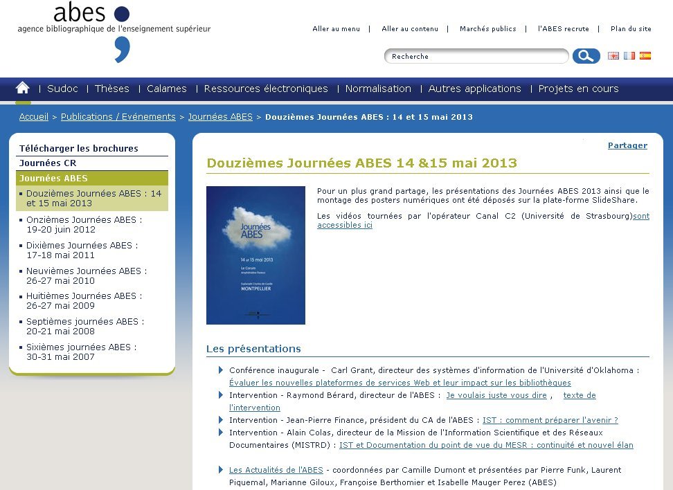 Figure 2: JABES 2013 Web page