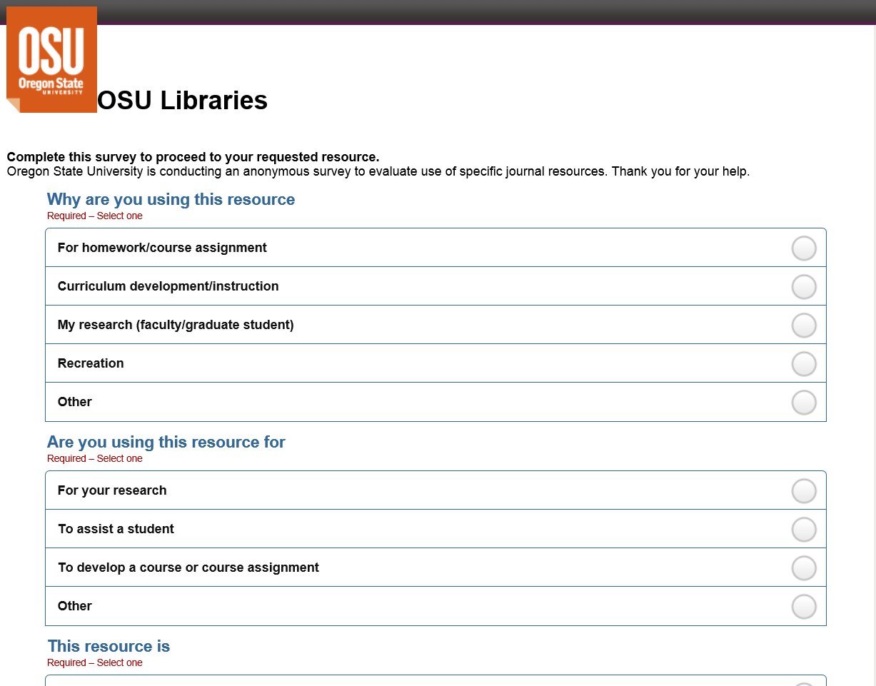 Figure 2: Proof of concept specific journal survey