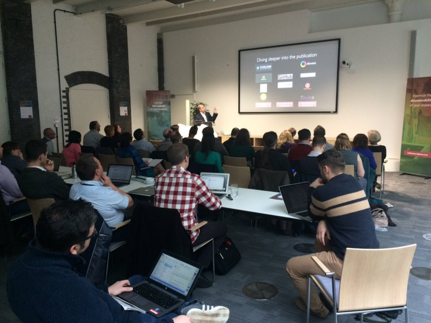 Daniel Hook delivers the keynote at figshare fest 2015 - click to enlarge